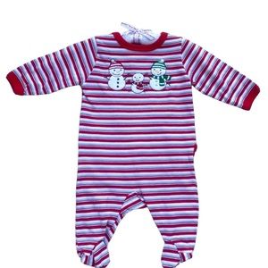NWT First Moments Infant Girl’s Layette Snowman One Piece 0-3 months